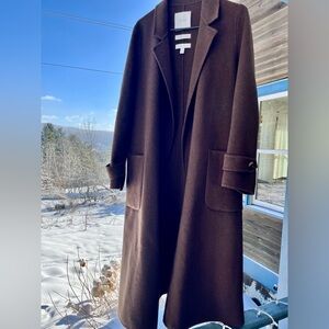 Ever New Long Wool-blend Wrap Coat: Chocolate Brown, Oversized fit